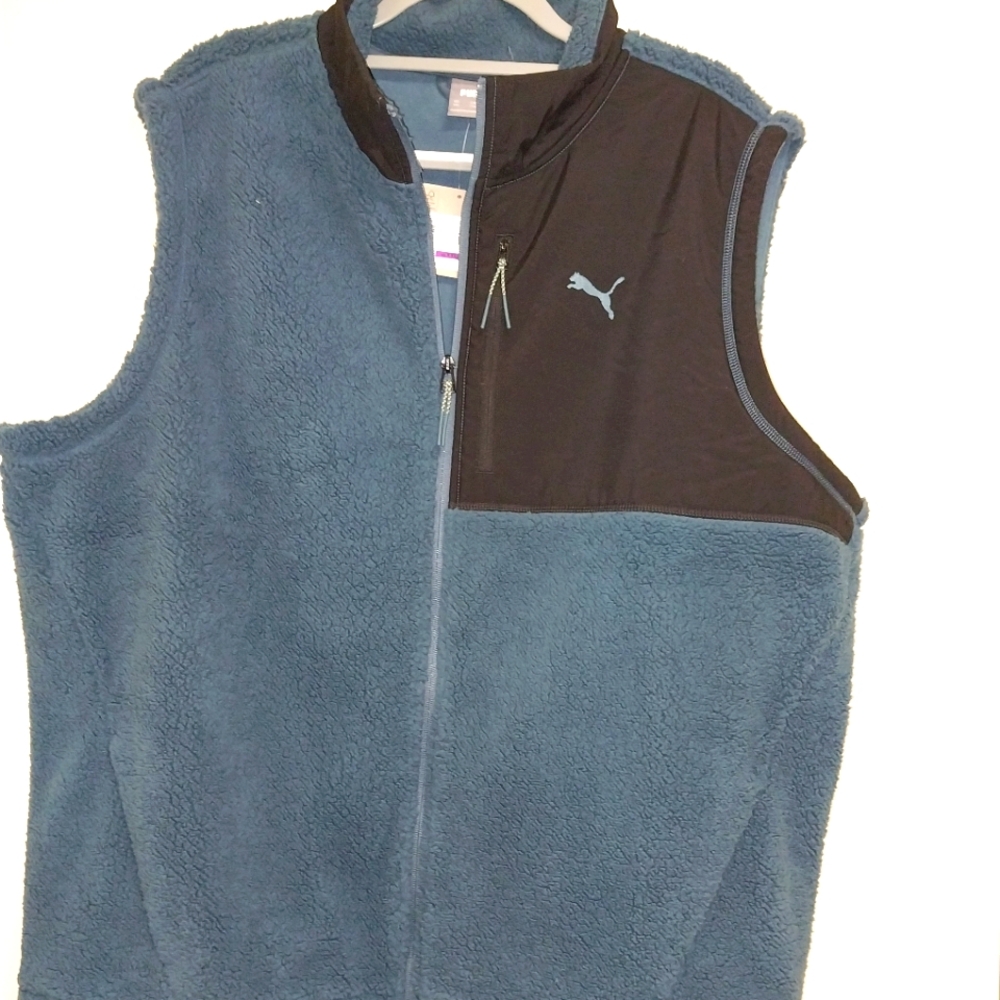 NWT: Puma Blue and Black Fleece Vest